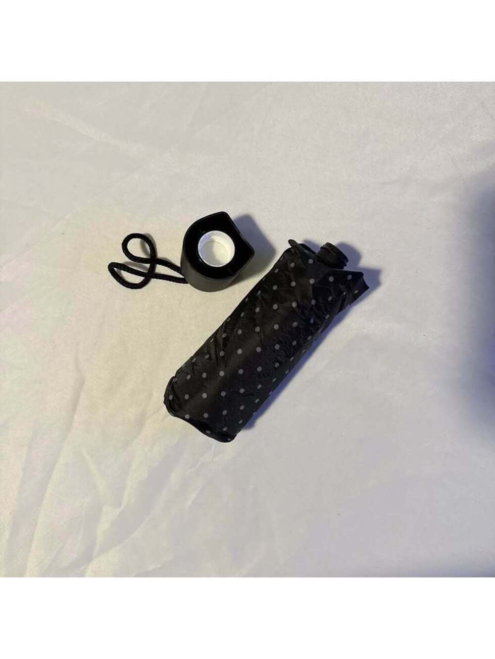 Compact Black Polka Dot Travel Umbrella Flask